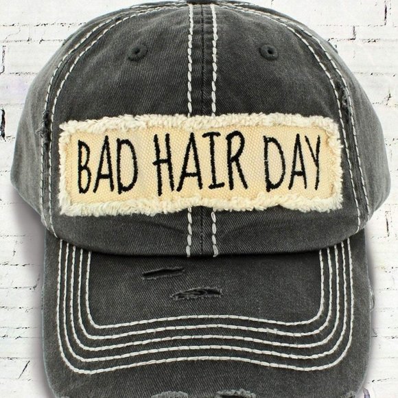 Accessories - NWT Distressed Black Bad Hair Day Cap
